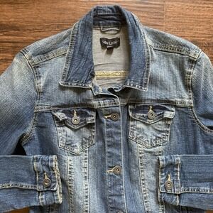 New Look Classic Denim Trucker Jacket Women's Size L Medium Wash Jean Jacket